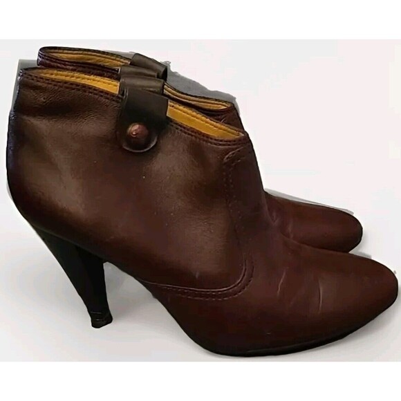 Coach Aliza Ankle Bootie Heel Almond‎ Toe Slip On Burgundy Leather Size 6.5 B - Picture 1 of 7